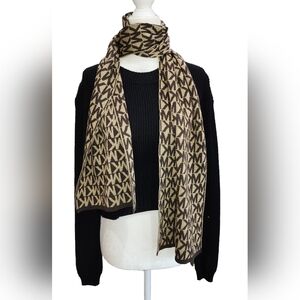 Micheal Kors Monogram MK Logo Womens Scarf Brown and Tan